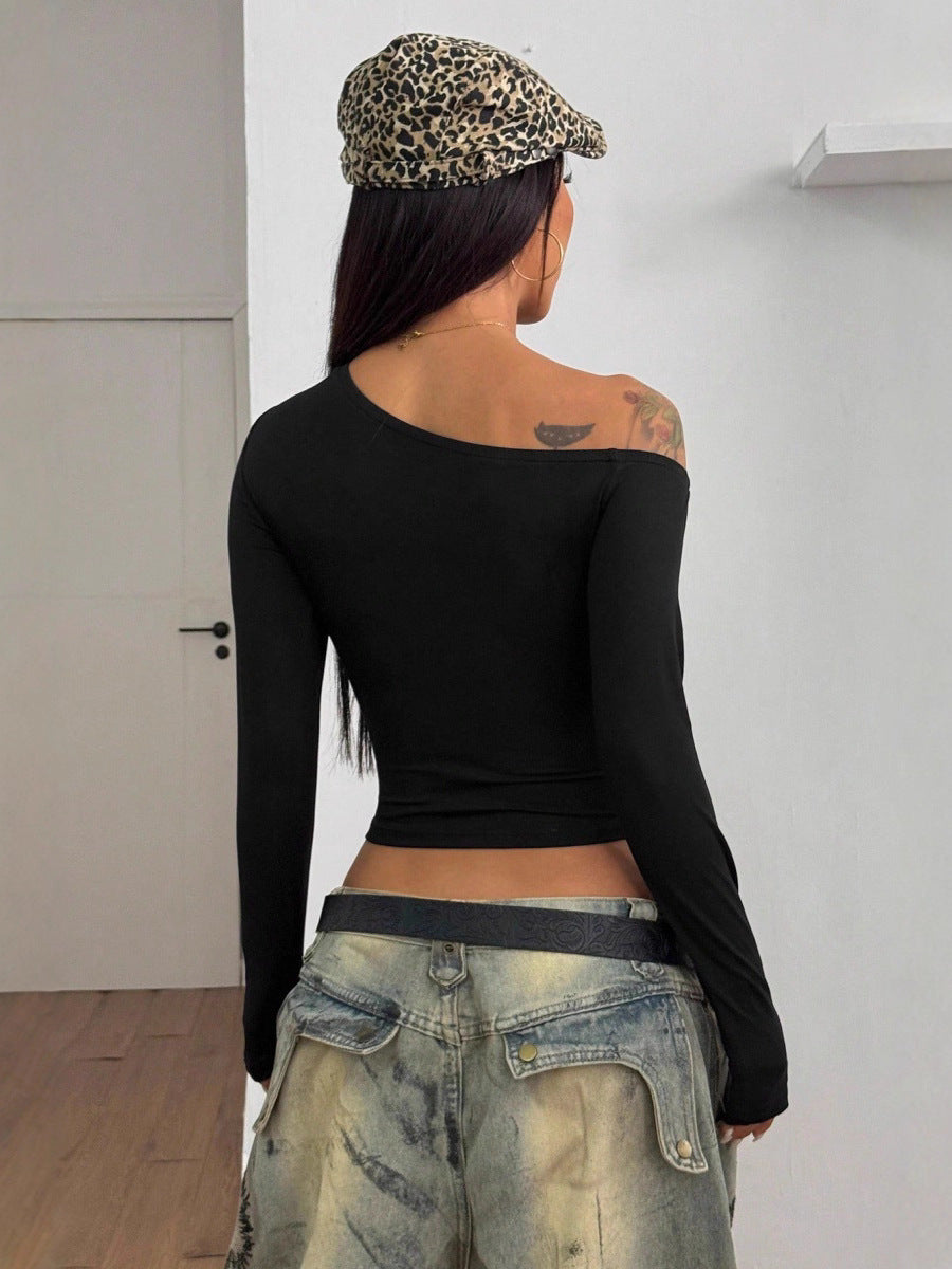 Women's Solid Color Long Sleeve Slim Fit Top