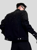 Men's Rhinestone Embellished Denim Jacket With Straight Fit