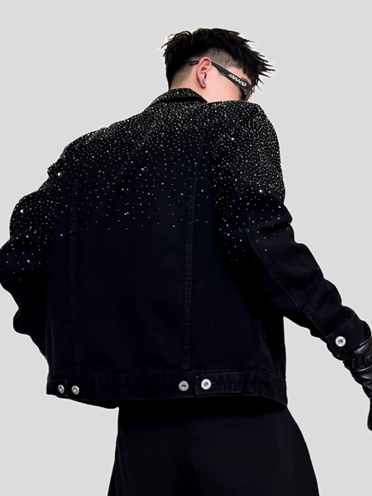 Men's Rhinestone Embellished Denim Jacket With Straight Fit