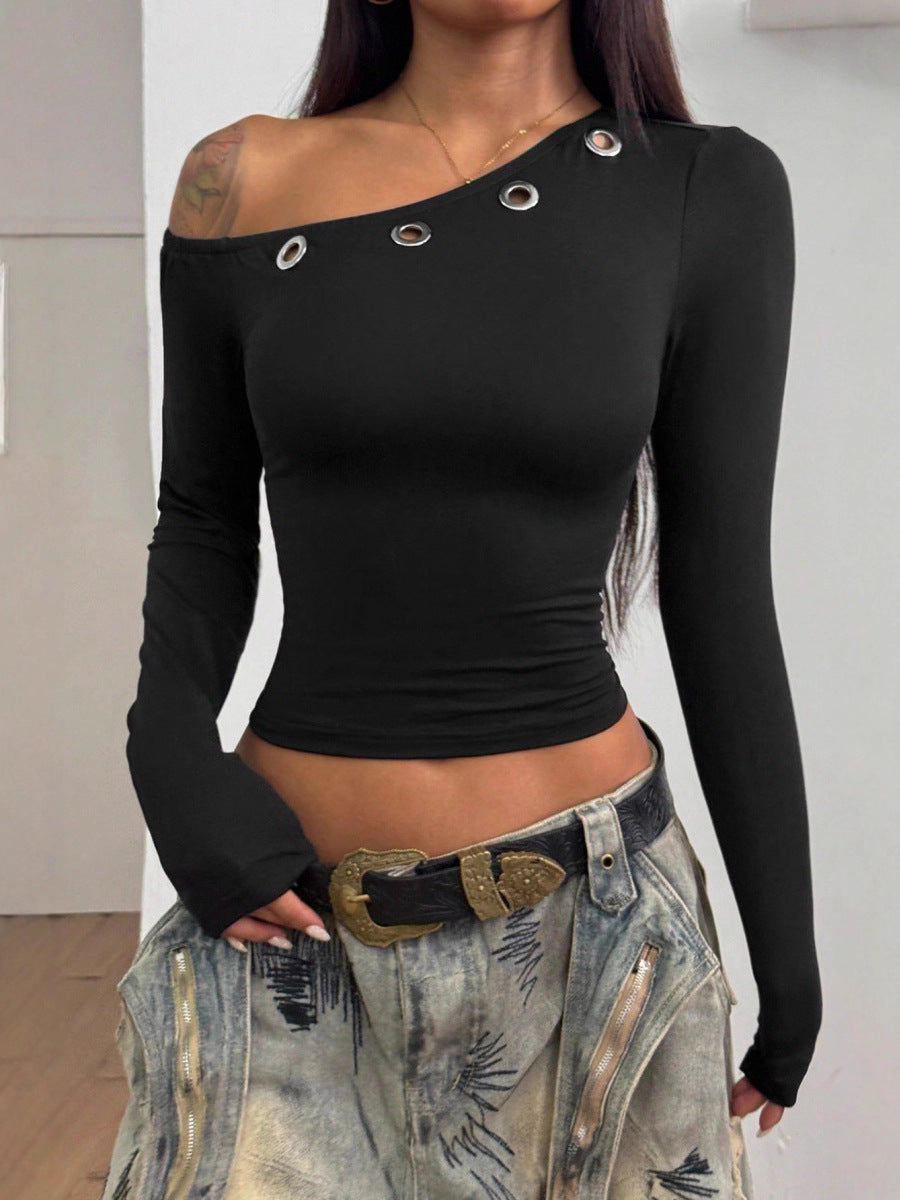 Women's Solid Color Long Sleeve Slim Fit Top