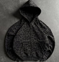 Retro Leopard Print Zip Up Hoodie